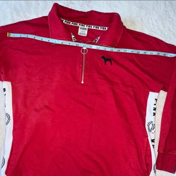 Red PINK Victoria's Secret Half Zip up Hoodie Sweatshirt Vintage Size Small - Picture 6 of 9